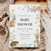 かわいいバンニーと緑の赤ちゃんシャワー 招待状