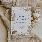 かわいいバンニーと緑の赤ちゃんシャワー 招待状