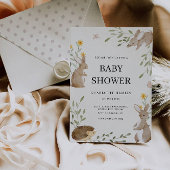 かわいいバンニーと緑の赤ちゃんシャワー 招待状