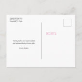 かわいいバンニーハートガールベイビーシャワーありがとう ポストカード (裏面)