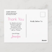 かわいいバンニー、蝶と花のパーティー感謝してい ポストカード (裏面)