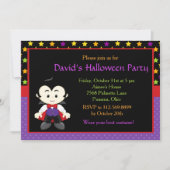 かわいいバンパイアボーイハロウィーンの衣装パーティー 招待状 (正面)