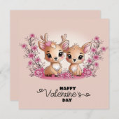 かわいいバンビが好きな人たちのハートバレンタインデー シーズンカード (正面/裏面)
