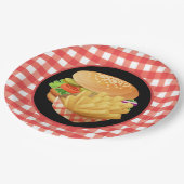 かわいいバーガーとフライスパーティー ペーパープレート (アングル)