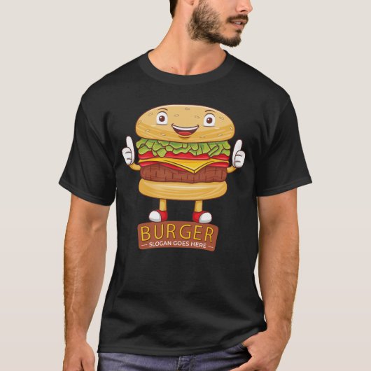 かわいいバーガー漫画アート Tシャツ (正面)