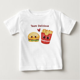 かわいいバーガー＆フライドポテトのベストフレンドベイビーTシャツ ベビーTシャツ