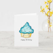 かわいいバースデーカップケーキ水彩グリーティングカード カード (黄色い花)