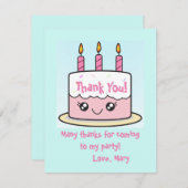 かわいいバースデーケーキサンキューカード サンキューカード (正面/裏面)