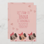 かわいいバースデードッグスパーティーバレンタイン 招待状 (正面/裏面)