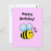 かわいいバースデービーカード – 手描きスタイル ポストカード (正面/裏面)