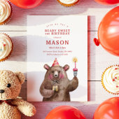 かわいいバースデーベアリースイートバースデーパーティー 招待状