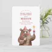 かわいいバースデーベアリースイートバースデーパーティー 招待状 (スタンド正面)