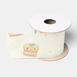 かわいいバースデー - 可愛いケーキとカップケーキ サテンリボン