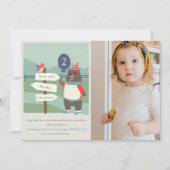 かわいいバーディベアマイルストーンエイジングフォト誕生日 サンキューカード (正面)