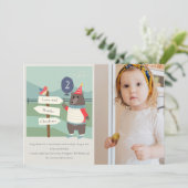 かわいいバーディベアマイルストーンエイジングフォト誕生日 サンキューカード (スタンド正面)