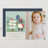 かわいいバーディベアマイルストーンエイジングフォト誕生日 サンキューカード (正面/裏面)