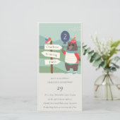 かわいいバーディベアマイルストーンエイジ誕生日招待状 サンキューカード (スタンド正面)