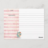 かわいいバードシェフ料理ベーキングクックブックレシピカード ポストカード (裏面)