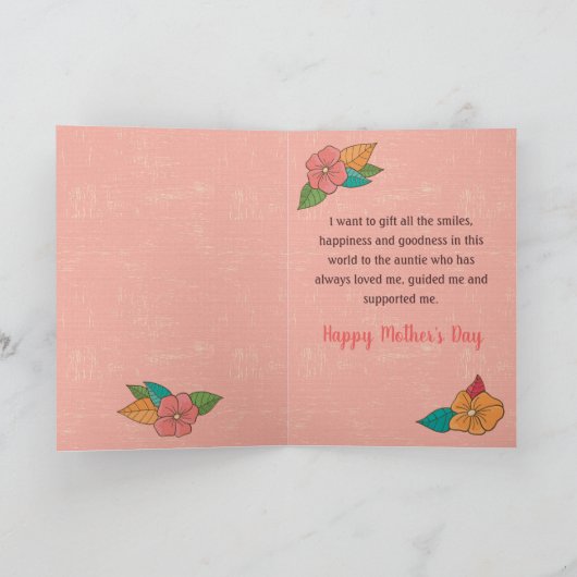 かわいいバードハウスフラワーズマザーズデイカード – 叔母さんへ カード (内部)