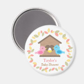 かわいいバードハウス葉のリースバードベイビーシャワー マグネット (正面/裏面)