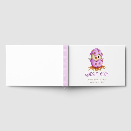 かわいいバードピンクの女の子の赤ちゃんシャワー ゲストブック (全面)