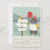 かわいいバードベアーマイルストーンマウンテンエイジ誕生日 サンキューカード (正面)