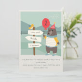 かわいいバードベアーマイルストーンマウンテンエイジ誕生日 サンキューカード (スタンド正面)