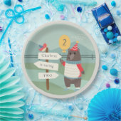 かわいいバードベアーマイルストーンマウンテンエイジ誕生日 ペーパープレート (パーティー)