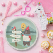 かわいいバードベアーマイルストーンマウンテンエイジ誕生日 ペーパープレート (パーティー)