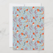 かわいいバードレッドロビンブルークリスマスファミリーパーティー 招待状 (裏面)