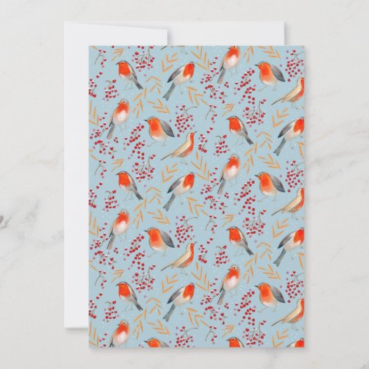 かわいいバードレッドロビンブルークリスマスファミリーパーティー 招待状 (裏面)