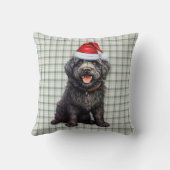 かわいいバーベットドッググリーンプレイドクリスマスホリデー クッション (裏面)
