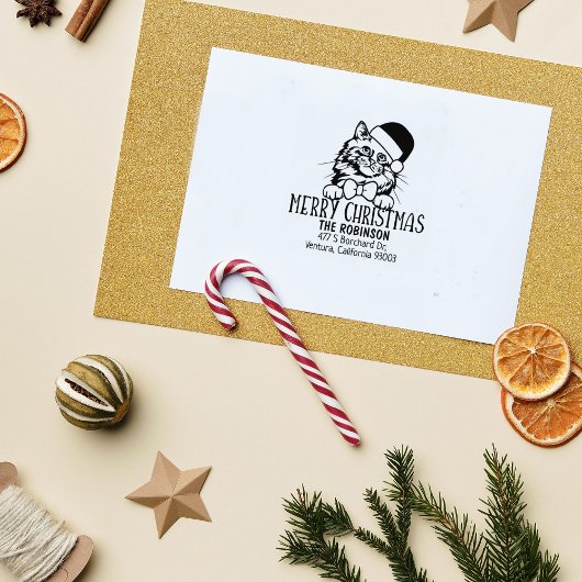 かわいいバーマンキャット差出人住所クリスマス ラバースタンプ