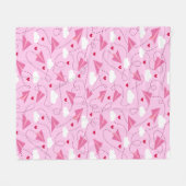 かわいいバ飛んでいるンタイン飛行機赤ピンクハート フリースブランケット (正面(横))