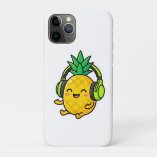 かわいいパイナップルがヘッドホンをつけたサマー iPhone 11 PROケース