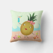 かわいいパイナップルキャラクターアットザビーチ クッション (裏面)