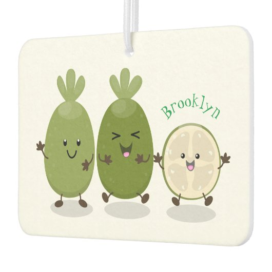 かわいいパイナップルグアバフェヨア漫画イラストレーション カーエアーフレッシュナー (左)