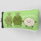 かわいいパイナップルグアバフェヨア漫画イラストレーション ゴルフヘッドカバー (正面)