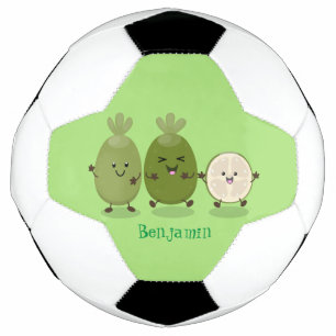 かわいいパイナップルグアバフェヨア漫画イラストレーション サッカーボール