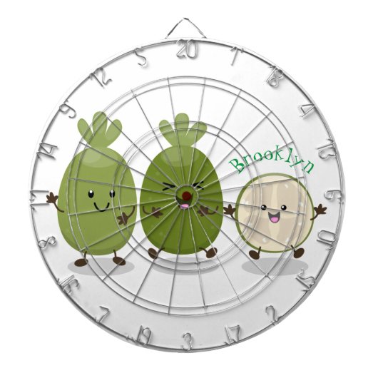 かわいいパイナップルグアバフェヨア漫画イラストレーション ダーツボード (正面)