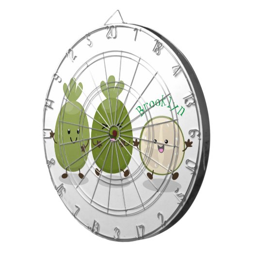 かわいいパイナップルグアバフェヨア漫画イラストレーション ダーツボード (正面右)