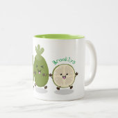 かわいいパイナップルグアバフェヨア漫画イラストレーション ツートーンマグカップ (正面右)