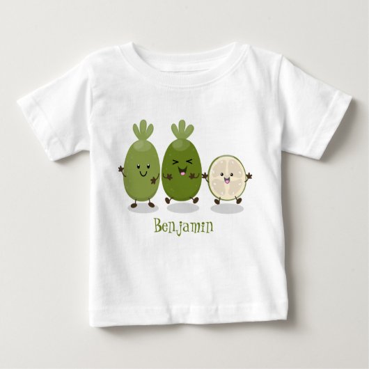 かわいいパイナップルグアバフェヨア漫画イラストレーション ベビーTシャツ (正面)