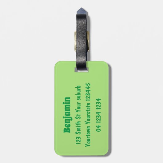 かわいいパイナップルグアバフェヨア漫画イラストレーション ラゲッジタグ (裏面縦)