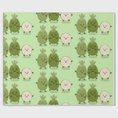 かわいいパイナップルグアバフェヨア漫画イラストレーション ラッピングペーパー (フラット)