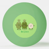 かわいいパイナップルグアバフェヨア漫画イラストレーション 卓球ボール (正面)