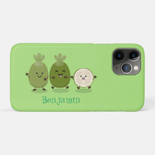 かわいいパイナップルグアバフェヨア漫画イラストレーション iPhone 11 PROケース