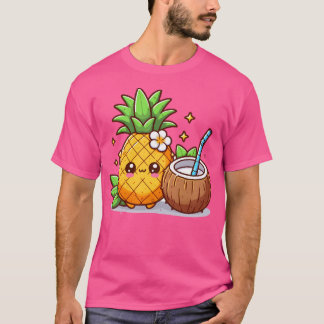 かわいいパイナップルココナッツインクルードココナッツワット Tシャツ