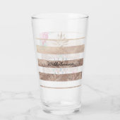 かわいいパイナップルストライプの金ゴールド タンブラーグラス (裏面)
