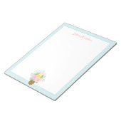 かわいいパイナップルバラブーケピンクターコイズビッグ ノートパッド (アングル)